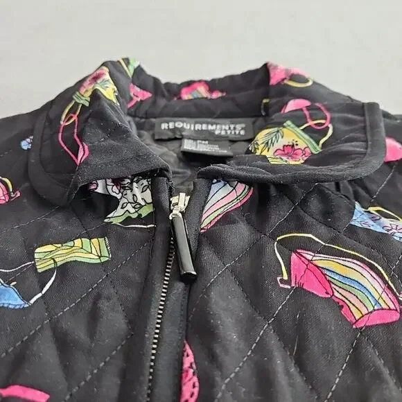 Requirements Women's Jacket Petite PM Black Quilted Purses Zipper Pockets - Picture 10 of 13